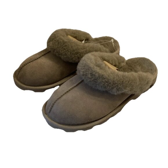Ladies Sheepskin Suede Slippers Sz 8 Drizzle Sherpa Indoor/Outdoor - Picture 4 of 9